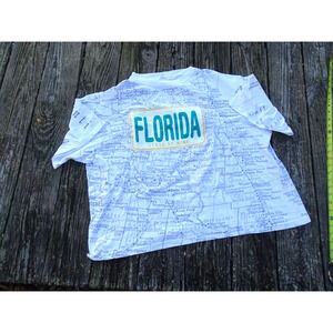 Vtg State Of Mine Florida Map T-Shirt All Over Print Travel AOP Shirt Single